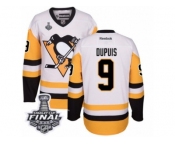 Men's Reebok Pittsburgh Penguins #9 Pascal Dupuis Authentic White Away 2017 Stanley Cup Final NHL Jersey