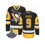 Men's Reebok Pittsburgh Penguins #9 Pascal Dupuis Premier Black Gold Third 2017 Stanley Cup Champions NHL Jersey