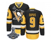 Men's Reebok Pittsburgh Penguins #9 Pascal Dupuis Premier Black Gold Third 2017 Stanley Cup Champions NHL Jersey