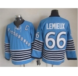 NHL Pittsburgh Penguins #66 Mario Lemieux Throwback blue jerseys
