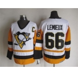 NHL Pittsburgh Penguins #66 Mario Lemieux Throwback white-yellow jerseys