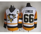 NHL Pittsburgh Penguins #66 Mario Lemieux Throwback white-yellow jerseys