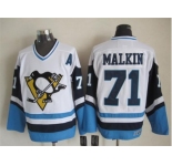 NHL Pittsburgh Penguins #71 Evgeni Malkin Throwback white-blue jerseys