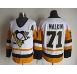 NHL Pittsburgh Penguins #71 Evgeni Malkin Throwback white-yellow jersey