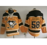 Pittsburgh Penguins #58 Kris Letang Gold Sawyer Hooded Sweatshirt Stitched NHL Jersey