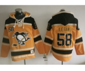 Pittsburgh Penguins #58 Kris Letang Gold Sawyer Hooded Sweatshirt Stitched NHL Jersey
