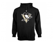 Pittsburgh Penguins Old Time Hockey Black Big Logo with Crest Pullover Hoodie