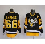 nhl pittsburgh penguins #66 lemieux m&n black