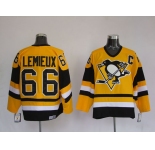 nhl pittsburgh penguins #66 lemieux m&n yellow