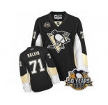 Women's Reebok Pittsburgh Penguins #71 Evgeni Malkin Authentic Black Home 50th Anniversary Patch NHL Jersey