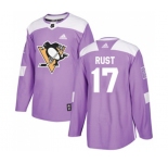 Youth Adidas Pittsburgh Penguins #17 Bryan Rust Authentic Purple Fights Cancer Practice NHL Jersey