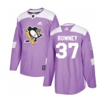 Youth Adidas Pittsburgh Penguins #37 Carter Rowney Authentic Purple Fights Cancer Practice NHL Jersey