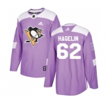 Youth Adidas Pittsburgh Penguins #62 Carl Hagelin Authentic Purple Fights Cancer Practice NHL Jersey
