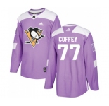 Youth Adidas Pittsburgh Penguins #77 Paul Coffey Authentic Purple Fights Cancer Practice NHL Jersey