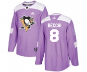 Youth Adidas Pittsburgh Penguins #8 Mark Recchi Authentic Purple Fights Cancer Practice NHL Jersey