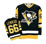Youth CCM Pittsburgh Penguins #66 Mario Lemieux Authentic Black Throwback NHL Jersey