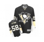 Youth Reebok Pittsburgh Penguins #58 Kris Letang Premier Black Home NHL Jersey