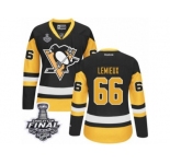 Youth Reebok Pittsburgh Penguins #66 Mario Lemieux Authentic Black Gold Third 2017 Stanley Cup Final NHL Jersey