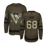 Youth Reebok Pittsburgh Penguins #68 Jaromir Jagr Authentic Green Salute to Service NHL Jersey