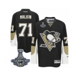 Youth Reebok Pittsburgh Penguins #71 Evgeni Malkin Premier Black Home 2017 Stanley Cup Champions NHL Jersey