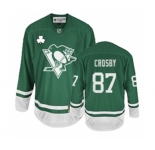 Youth Reebok Pittsburgh Penguins #87 Sidney Crosby Authentic Green St Patty's Day NHL Jersey