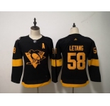 Penguins #58 Kris Letang Black Women 2019 NHL Stadium Series Adidas Jersey