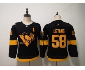 Penguins #58 Kris Letang Black Women 2019 NHL Stadium Series Adidas Jersey