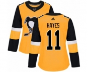 Women Adidas Pittsburgh Penguins #11 Jimmy Hayes Authentic Gold Alternate NHL Jersey