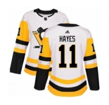 Women Adidas Pittsburgh Penguins #11 Jimmy Hayes Authentic White Away NHL Jersey