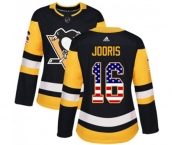 Women Adidas Pittsburgh Penguins #16 Josh Jooris Authentic Black USA Flag Fashion NHL Jersey