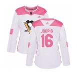 Women Adidas Pittsburgh Penguins #16 Josh Jooris Authentic White Pink Fashion NHL Jersey