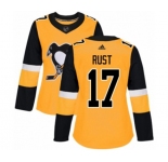 Women Adidas Pittsburgh Penguins #17 Bryan Rust Authentic Gold Alternate NHL Jersey