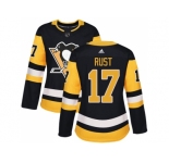 Women Adidas Pittsburgh Penguins #17 Bryan Rust Black Home Authentic Stitched NHL Jers