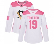 Women Adidas Pittsburgh Penguins #19 Bryan Trottier Authentic White Pink Fashion NHL Jersey