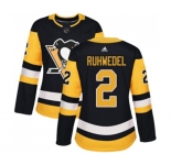 Women Adidas Pittsburgh Penguins #2 Chad Ruhwedel Authentic Black Home NHL Jersey