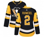 Women Adidas Pittsburgh Penguins #2 Chad Ruhwedel Authentic Black Home NHL Jersey