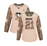 Women Adidas Pittsburgh Penguins #21 Michel Briere Authentic Camo Veterans Day Practice NHL Jersey