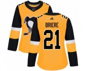 Women Adidas Pittsburgh Penguins #21 Michel Briere Authentic Gold Alternate NHL Jersey