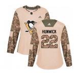 Women Adidas Pittsburgh Penguins #22 Matt Hunwick Authentic Camo Veterans Day Practice NHL Jersey