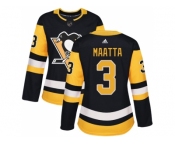Women Adidas Pittsburgh Penguins #3 Olli Maatta Black Home Authentic Stitched NHL Jersey