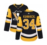 Women Adidas Pittsburgh Penguins #34 Tom Kuhnhackl Authentic Black Home NHL Jersey