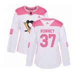 Women Adidas Pittsburgh Penguins #37 Carter Rowney Authentic White Pink Fashion NHL Jersey