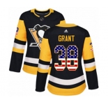 Women Adidas Pittsburgh Penguins #38 Derek Grant Authentic Black USA Flag Fashion NHL Jersey