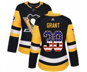 Women Adidas Pittsburgh Penguins #38 Derek Grant Authentic Black USA Flag Fashion NHL Jersey
