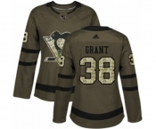 Women Adidas Pittsburgh Penguins #38 Derek Grant Authentic Green Salute to Service NHL Jersey