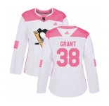 Women Adidas Pittsburgh Penguins #38 Derek Grant Authentic White Pink Fashion NHL Jersey