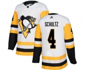 Women Adidas Pittsburgh Penguins #4 Justin Schultz Authentic White Away NHL Jersey
