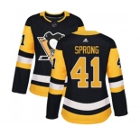 Women Adidas Pittsburgh Penguins #41 Daniel Sprong Authentic Black Home NHL Jersey