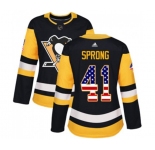 Women Adidas Pittsburgh Penguins #41 Daniel Sprong Authentic Black USA Flag Fashion NHL Jersey