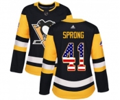 Women Adidas Pittsburgh Penguins #41 Daniel Sprong Authentic Black USA Flag Fashion NHL Jersey